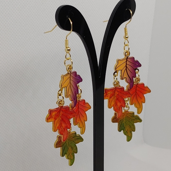 Autumn leaves chandelier earrings - Picture 4 of 4